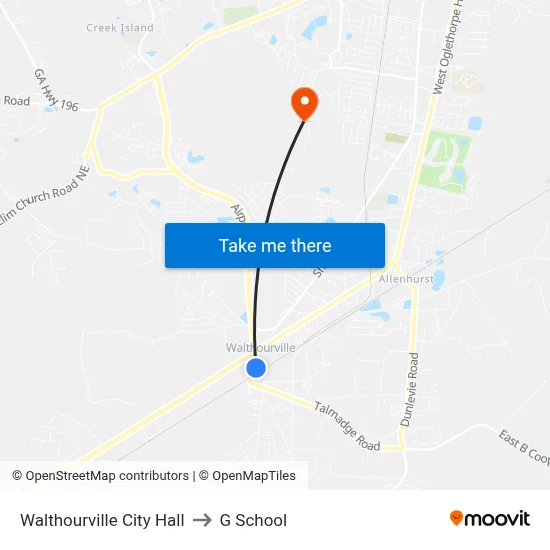 Walthourville City Hall to G School map