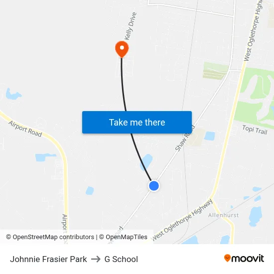 Johnnie Frasier Park to G School map