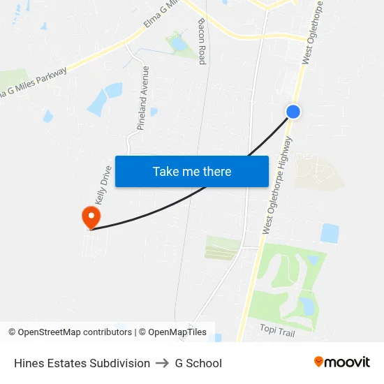 Hines Estates Subdivision to G School map