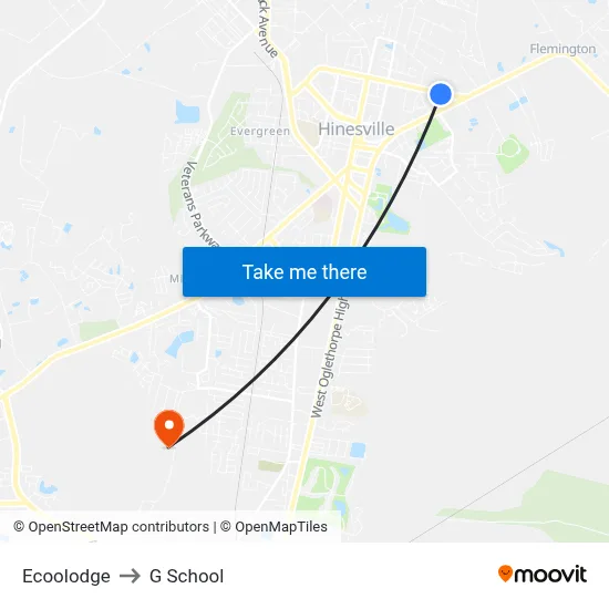 Ecoolodge to G School map