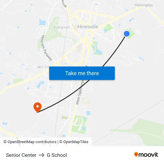 Senior Center to G School map