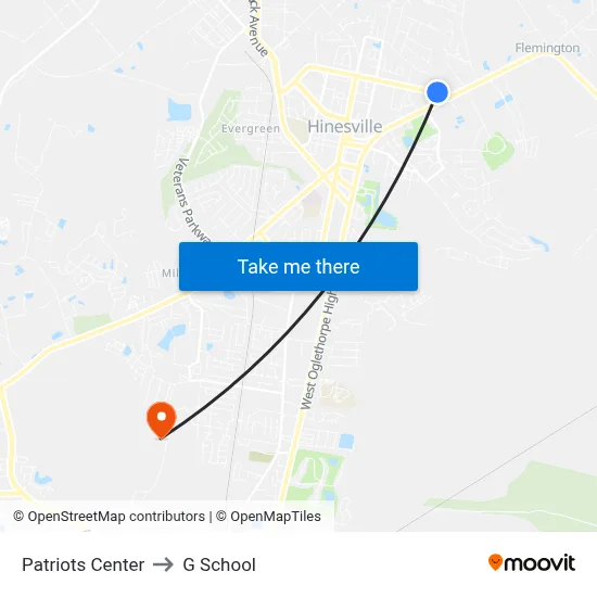 Patriots Center to G School map