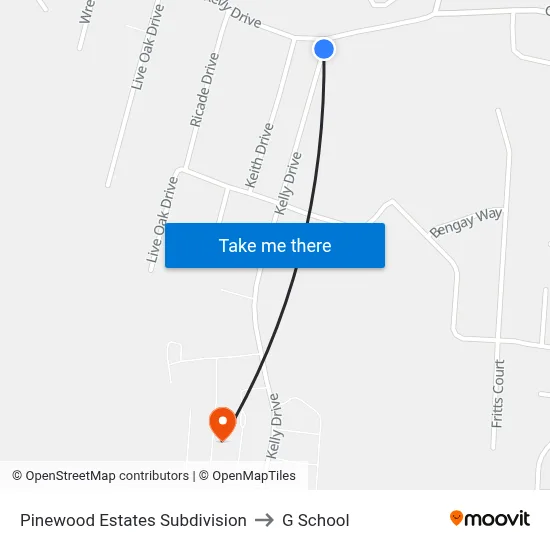 Pinewood Estates Subdivision to G School map