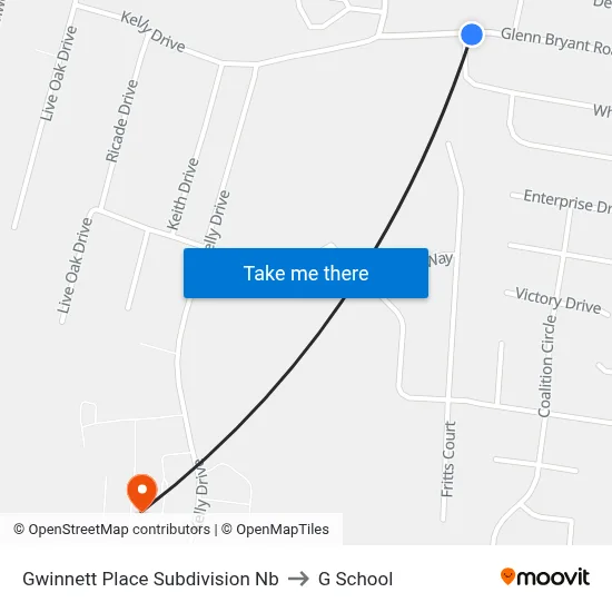 Gwinnett Place Subdivision Nb to G School map