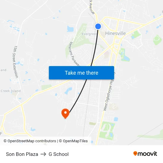 Son Bon Plaza to G School map