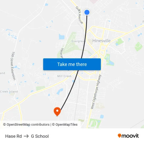 Hase Rd to G School map