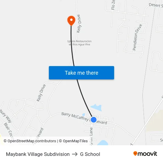 Maybank Village Subdivision to G School map