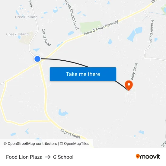 Food Lion Plaza to G School map