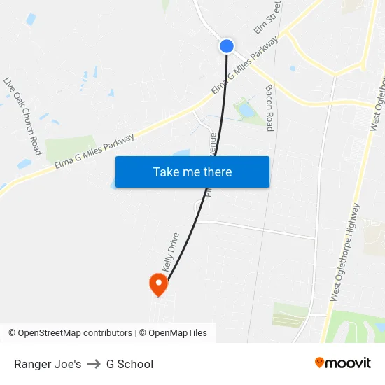 Ranger Joe's to G School map