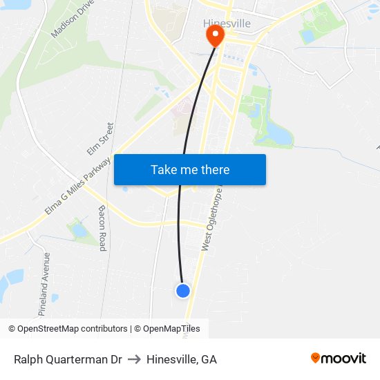 Ralph Quarterman Dr to Hinesville, GA map