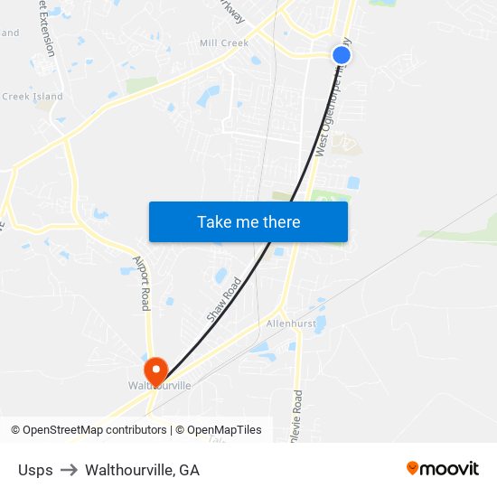 Usps to Walthourville, GA map