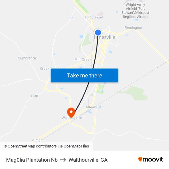 Mag0lia Plantation Nb to Walthourville, GA map