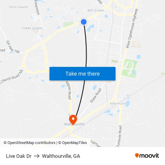 Live Oak Dr to Walthourville, GA map