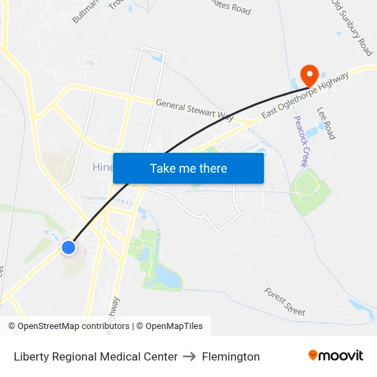 Liberty Regional Medical Center to Flemington map