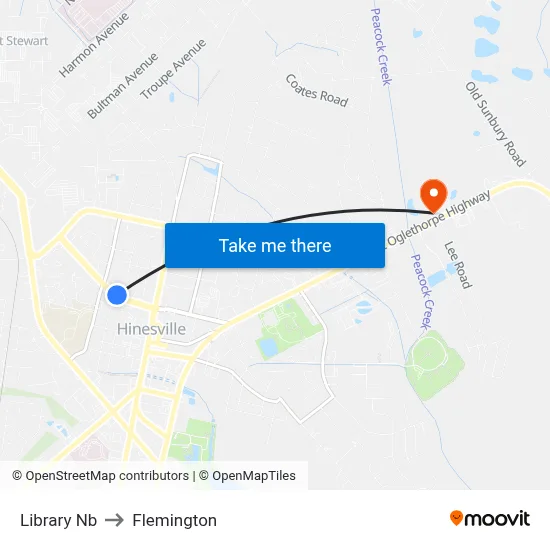 Library Nb to Flemington map