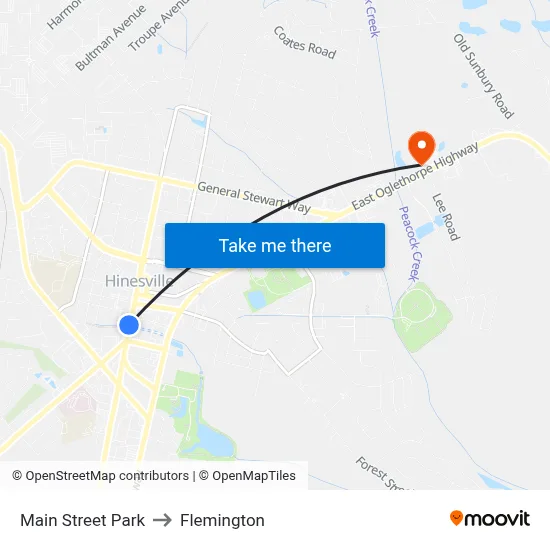 Main Street Park to Flemington map