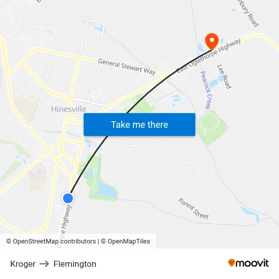 Kroger to Flemington map