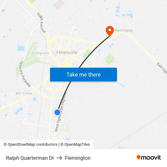 Ralph Quarterman Dr to Flemington map