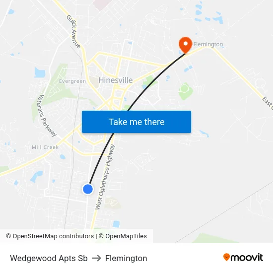 Wedgewood Apts Sb to Flemington map