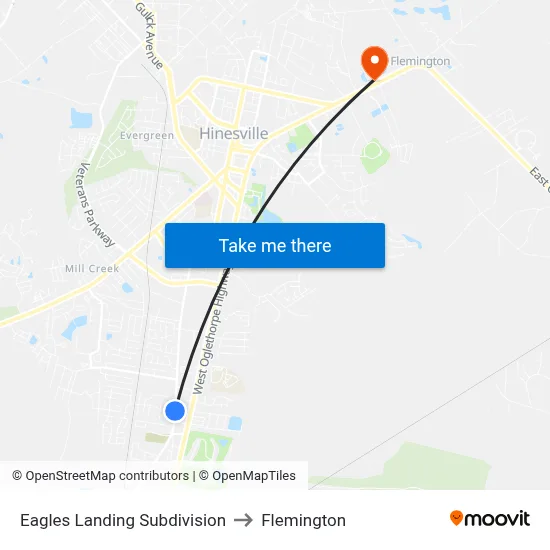 Eagles Landing Subdivision to Flemington map