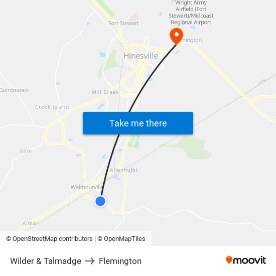 Wilder & Talmadge to Flemington map