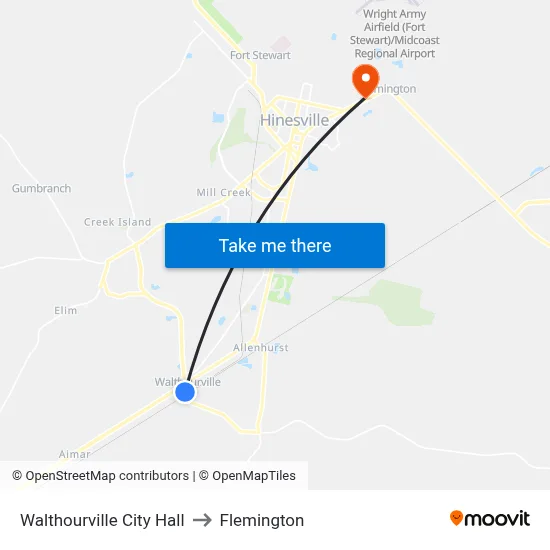 Walthourville City Hall to Flemington map