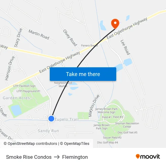 Smoke Rise Condos to Flemington map