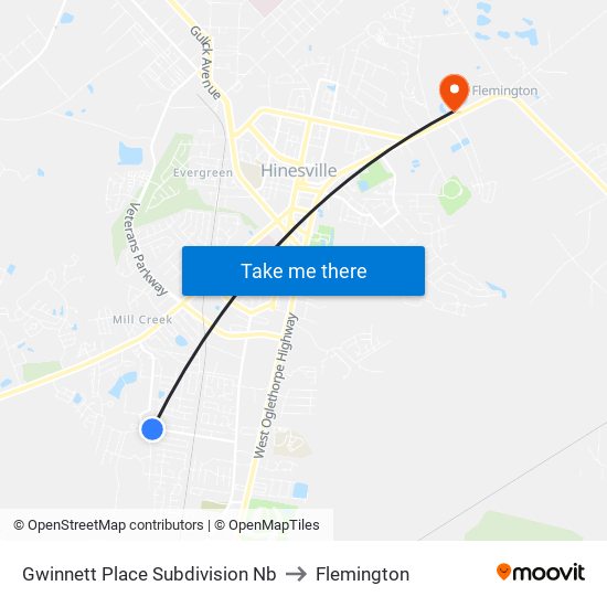 Gwinnett Place Subdivision Nb to Flemington map