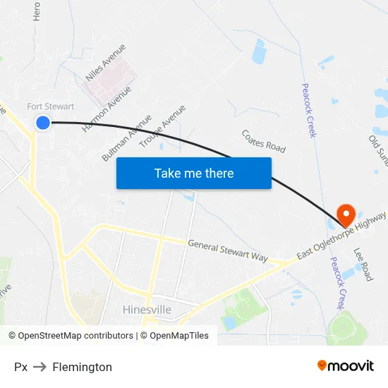 Px to Flemington map