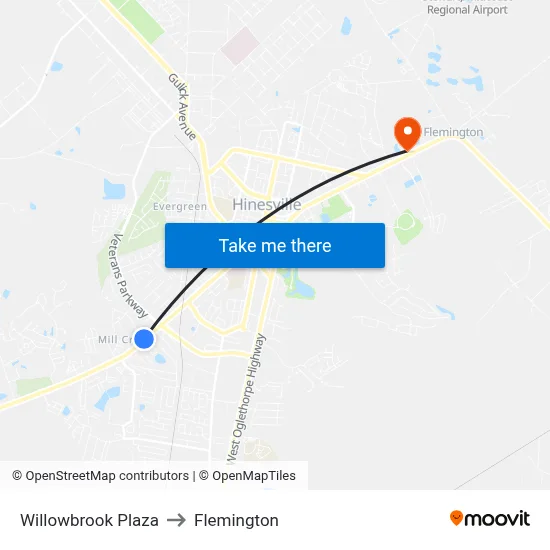 Willowbrook Plaza to Flemington map
