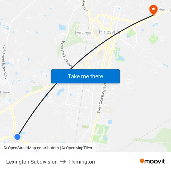 Lexington Subdivision to Flemington map