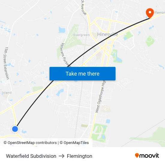 Waterfield Subdivision to Flemington map