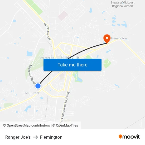 Ranger Joe's to Flemington map