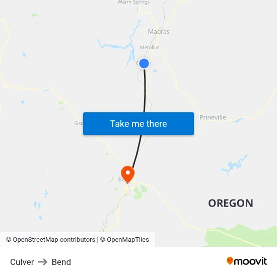 Culver to Bend map