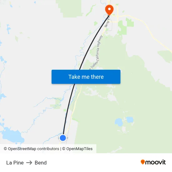 La Pine to Bend map