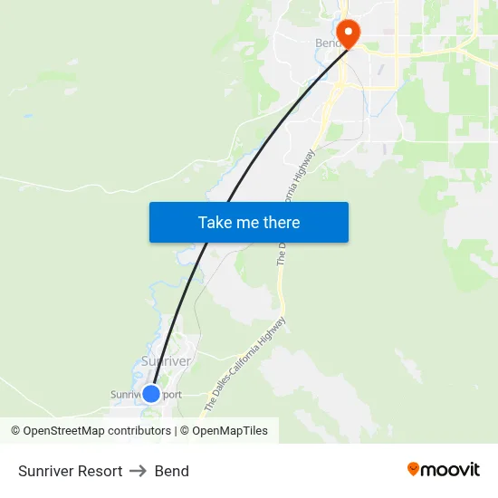 Sunriver Resort to Bend map