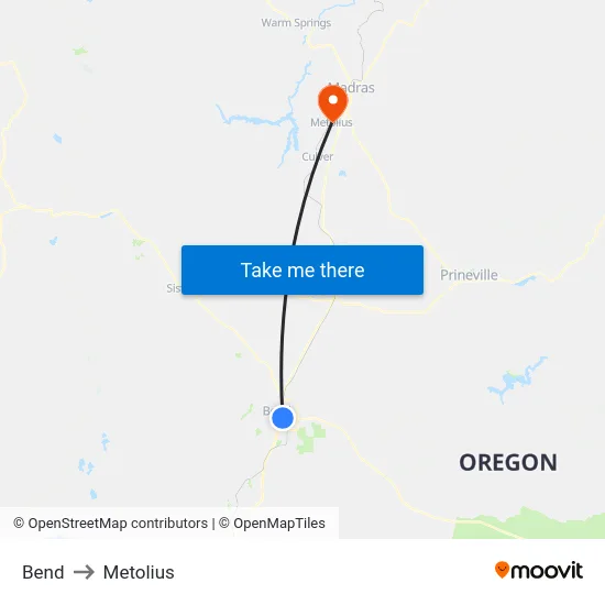 Bend to Metolius map