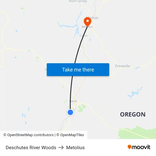 Deschutes River Woods to Metolius map
