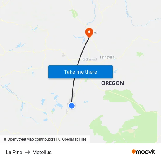 La Pine to Metolius map
