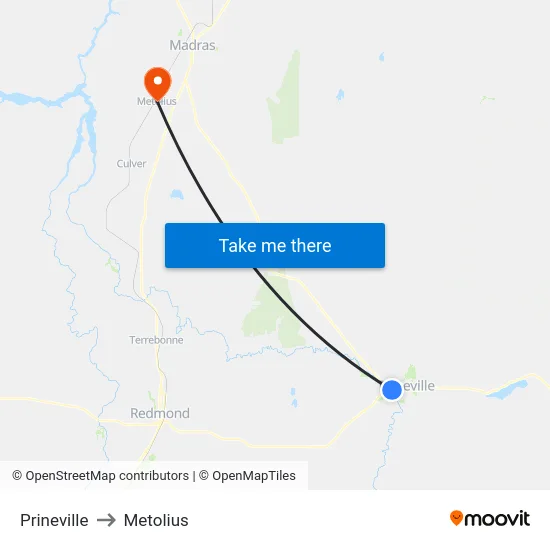 Prineville to Metolius map