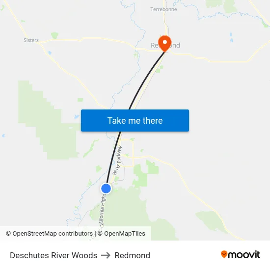 Deschutes River Woods to Redmond map