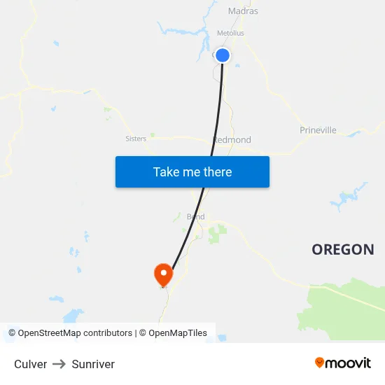 Culver to Sunriver map