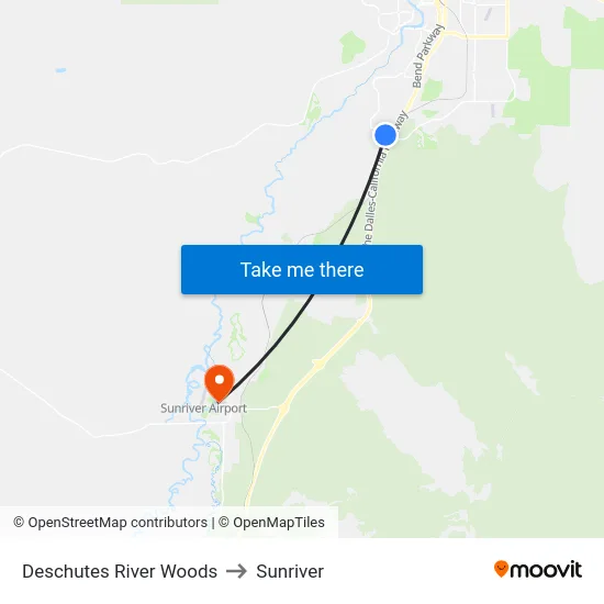 Deschutes River Woods to Sunriver map