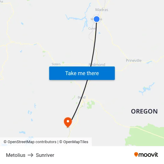 Metolius to Sunriver map