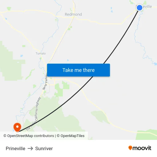 Prineville to Sunriver map