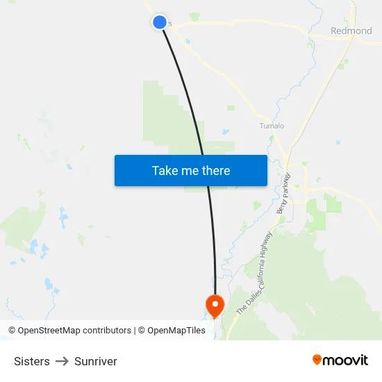 Sisters to Sunriver map