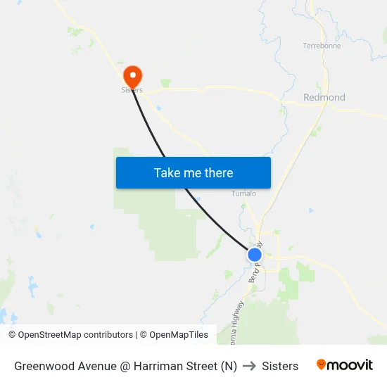 Greenwood Avenue @ Harriman Street (N) to Sisters map