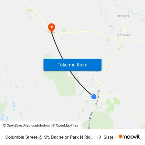 Columbia Street @ Mt. Bachelor Park N Ride (E) to Sisters map