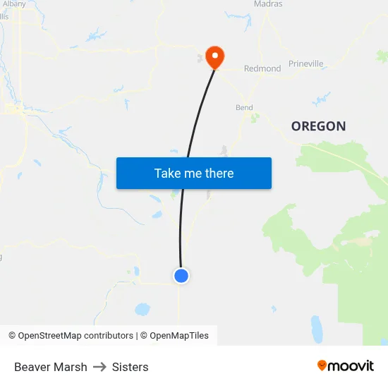 Beaver Marsh to Sisters map