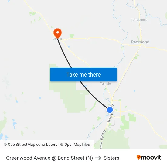 Greenwood Avenue @ Bond Street (N) to Sisters map